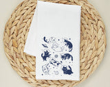Cats Floating In Space Tea Towel, Flour Sack Kitchen Dish Towel