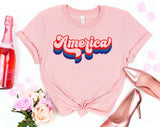 "America Retro USA" design on a peach unisex t-shirt