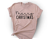 "Merry Christmas" design on a unisex t-shirt