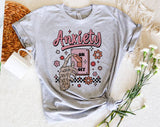 "Anxiety On Off Introvert Mom" design on a heather gray unisex t-shirt
