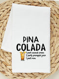 Pina Colada Cocktail Recipe Tea Towel, Flour Sack Kitchen Dish Towel