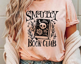 "Smutty Book Club" design on a peach unisex t-shirt