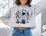 "Respect The Locals Mothman Bigfoot Ufo Alien" design on an ash gray unisex crewneck sweatshirt
