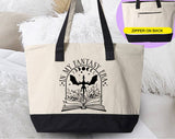 "In My Fantasy Era" design on a natural canvas zippered tote bag