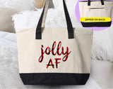 Jolly AF Plaid Christmas Tote Bag