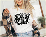 "Spooky Babe Bats" design on a white unisex t-shirt