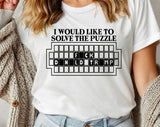 "Solve The Puzzle F*ck Trump" design on a white unisex t-shirt
