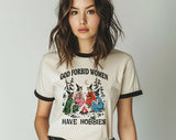 God Forbid Women Have Hobbies Witch Halloween Ringer T-Shirt, Retro Contrast Trim Tee