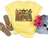 "Mama Western Boho" design on a pale yellow unisex t-shirt