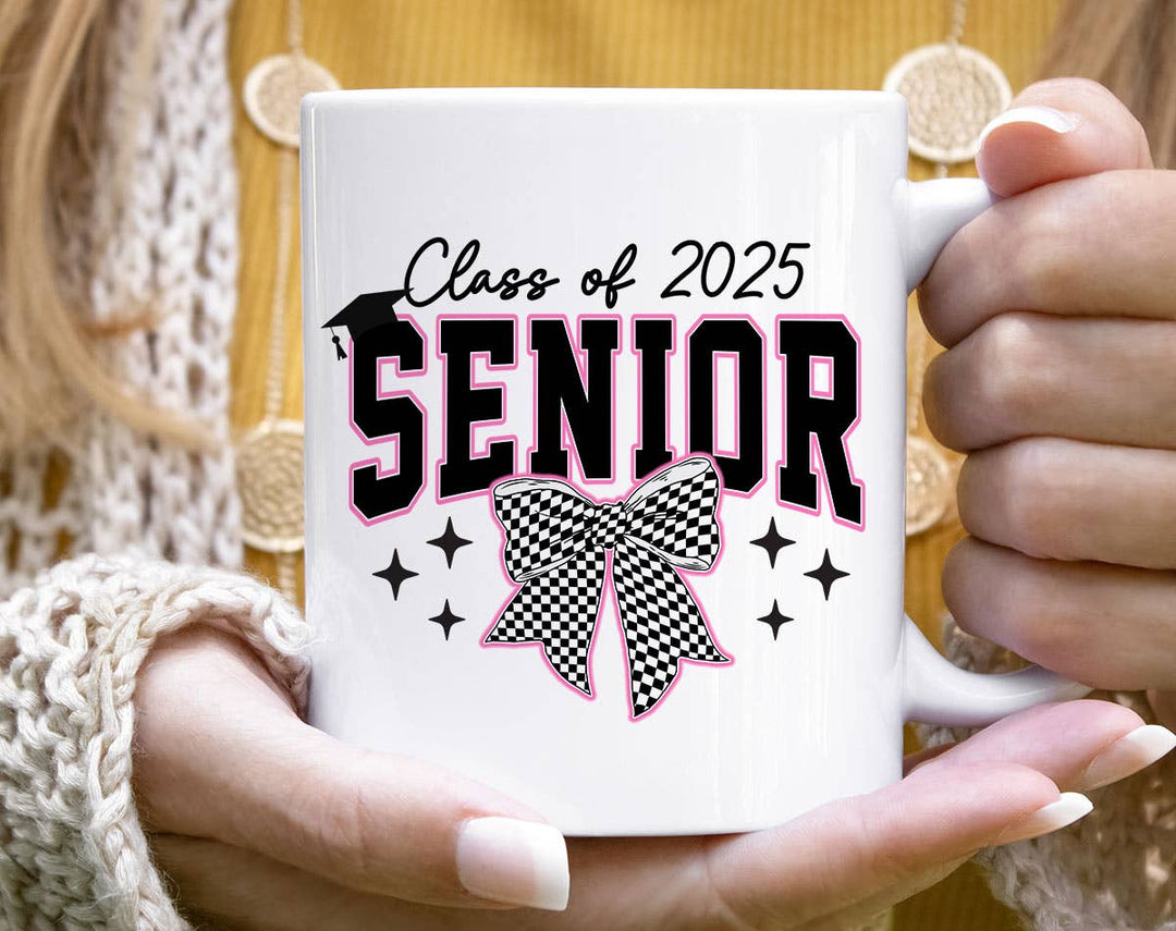 "Class Of 2025" design on a white ceramic coffee mug