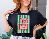 "Sardines Tinned Fish French" design on a black unisex t-shirt