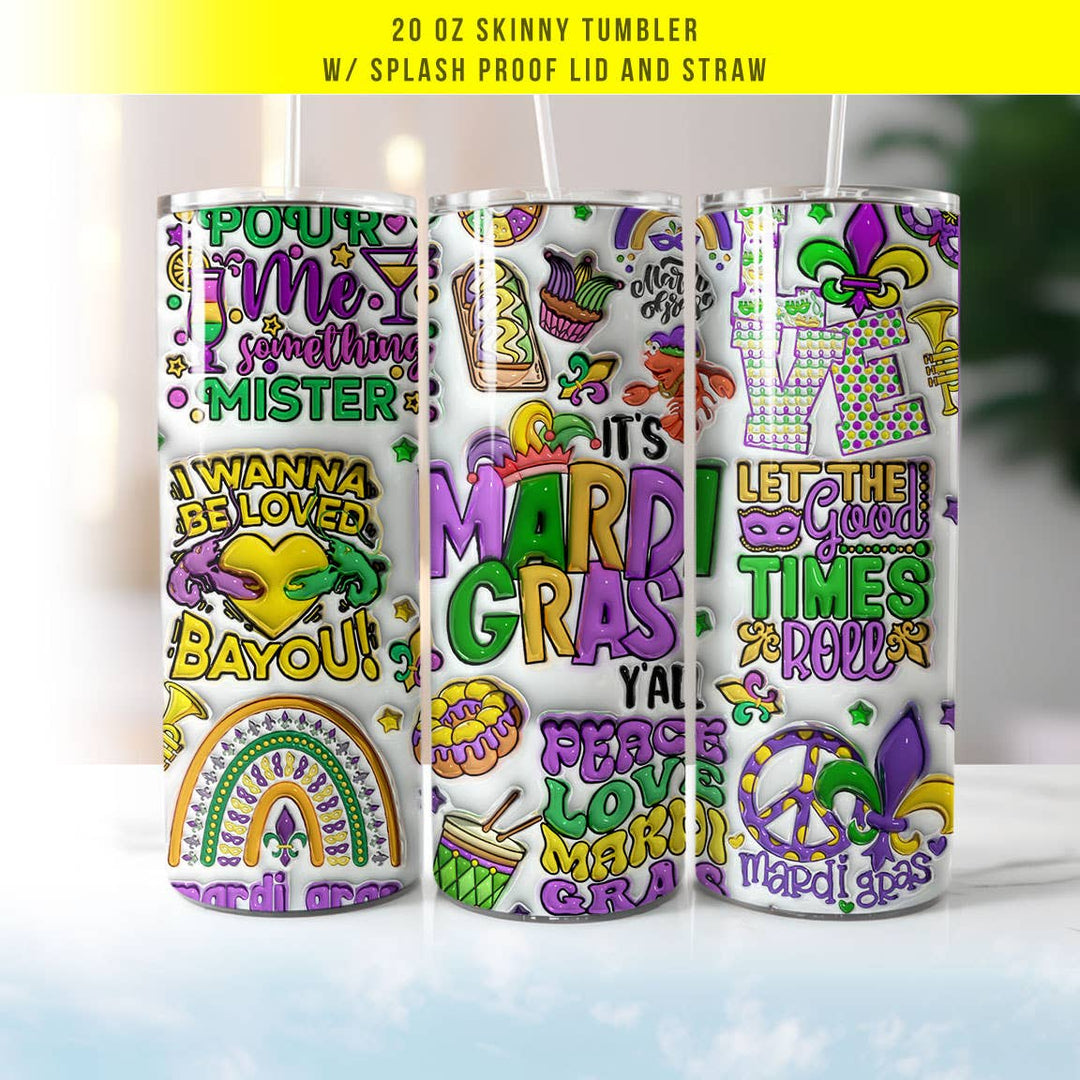"Puff Slogans and Sayings" design on a 20 oz skinny tumbler with lid and straw