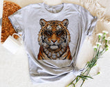 "Glam Tiger Leopard" design on a heather gray unisex t-shirt