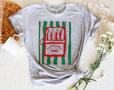 "Sardines Tinned Fish French" design on a heather gray unisex t-shirt