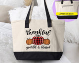 Thankful Grateful Blessed Fall Tote Bag