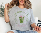 "Matcha Latte Social Club" design on a heather gray unisex t-shirt