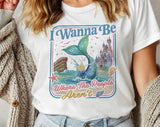 "I Wanna Be Where The People Aren't Mermaid" design on a white unisex t-shirt