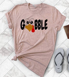"Gooble" design on a peach unisex t-shirt