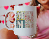 "Mama Boho Quilt" design on a white ceramic coffee mug