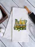 Oregon State Flower Oregon Grape Tea Towel, Flour Sack Kitchen Dish Towel
