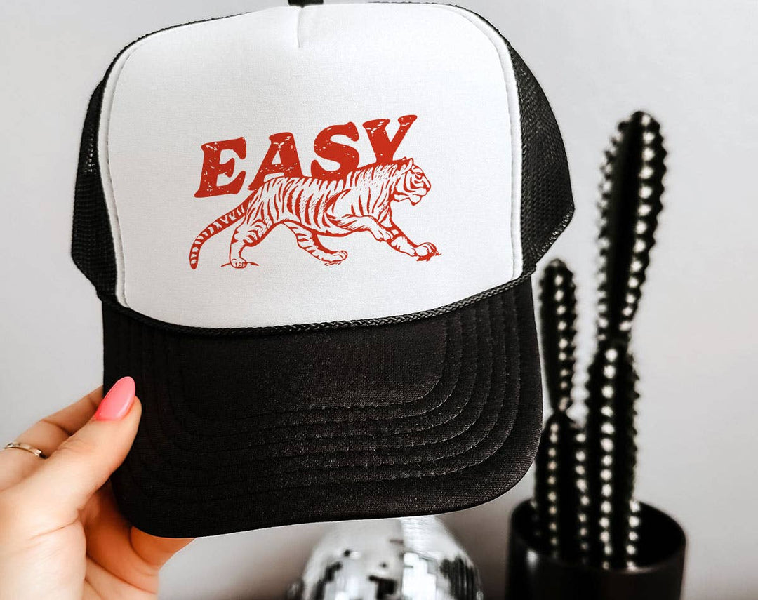 "Easy Tiger Retro" design on a mesh-back snapback trucker hat