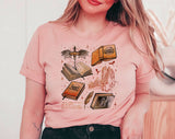 "Fourth Wing Collage" design on a peach unisex t-shirt