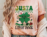 "Just A Little Pinch" design on a peach unisex t-shirt
