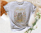 "Fireflies And Front Porch Nights" design on a heather gray unisex t-shirt