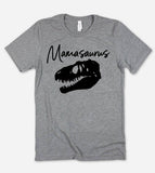 "Mamasaurus Dino Skull" design on a unisex t-shirt