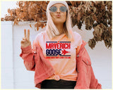 "Maverick And Goose" design on a peach unisex t-shirt