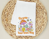 Grow Your Own Way Mushroom Tea Towel, Flour Sack Kitchen Dish Towel