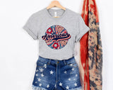 American Swirl Flower 4th of July T-Shirt, Patriotic USA Graphic Tee