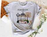 "Stars Hollow Fall" design on a heather gray unisex t-shirt