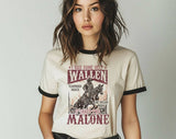 "Wallen And Malone Teamwork" design on a natural ringer t-shirt with black contrast trim