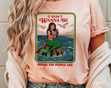 "I Don't Wanna Be Where The People Are Mermaid" design on a peach unisex t-shirt