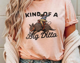 "Kind Of A Big Dilla" design on a peach unisex t-shirt