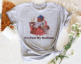 "It's Past My Bedtime Bear" design on a heather gray unisex t-shirt
