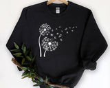 "Dandelion In The Wind" design, alternate view, on an ash gray unisex crewneck sweatshirt