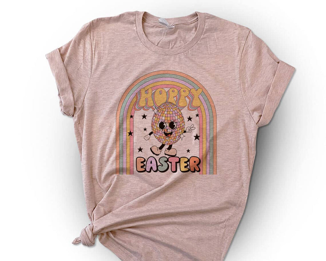 "Hoppy Easter Disco Egg" design on a unisex t-shirt