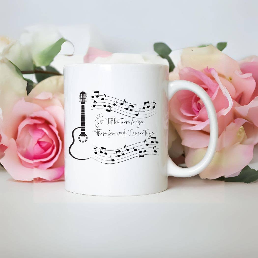 "Bon Jovi Inspired" design on a white ceramic coffee mug