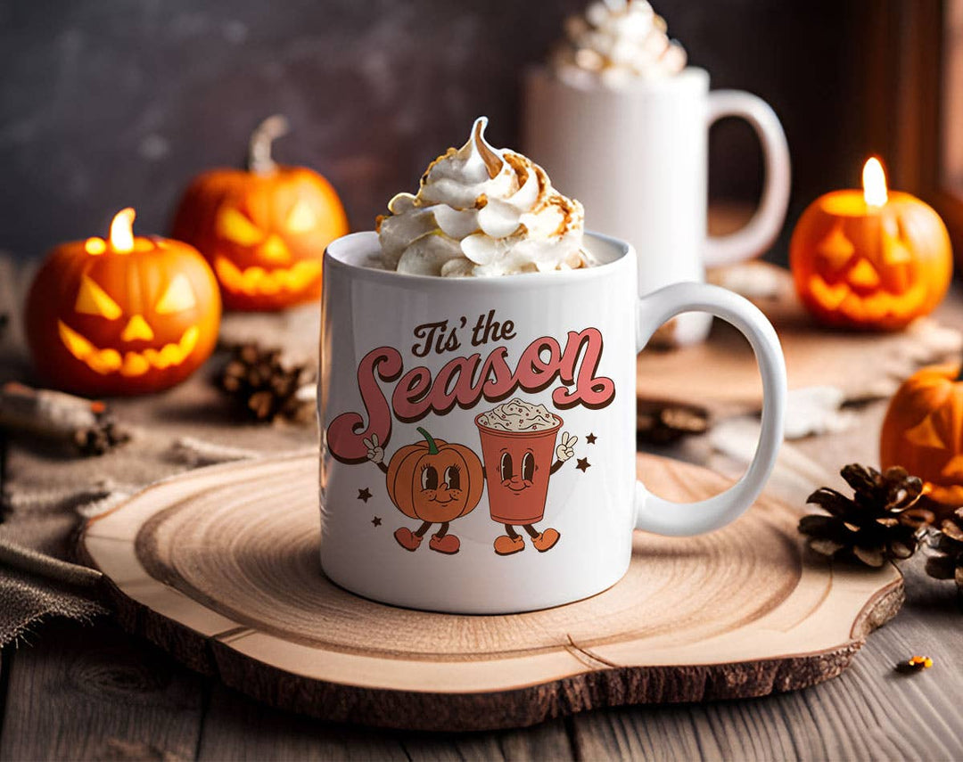 "Tis The Season" Halloween design on a white coffee mug