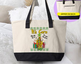 "It's Corn Meme" design on a natural canvas zippered tote bag