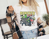 "Monster Mash" design on a white unisex t-shirt