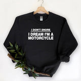 "Dad Motorcycle Snoring" design on a black unisex crewneck sweatshirt