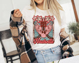 "Nashville Pink Wing" design on a white unisex t-shirt