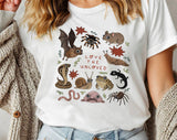 "Love The Unloved Weird Animals" design on a white unisex t-shirt