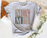 "Mama Boho Quilt" design on a heather gray unisex t-shirt