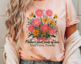 "Mothers Plant Seeds Of Love" design on a peach unisex t-shirt