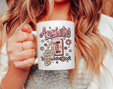 "Anxiety On & Off" design on a white ceramic coffee mug