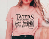 "Tater's Potatoes" design on a unisex t-shirt